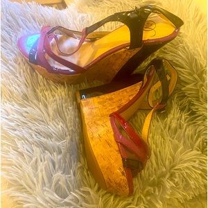 Multi-colored wedge heels